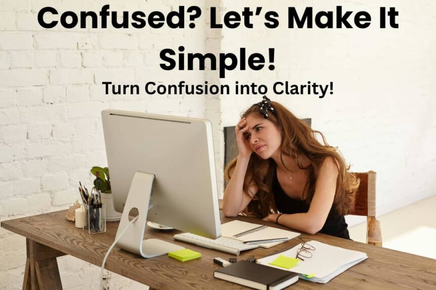 Lady confused in front of her laptop thinking about how to start an online business